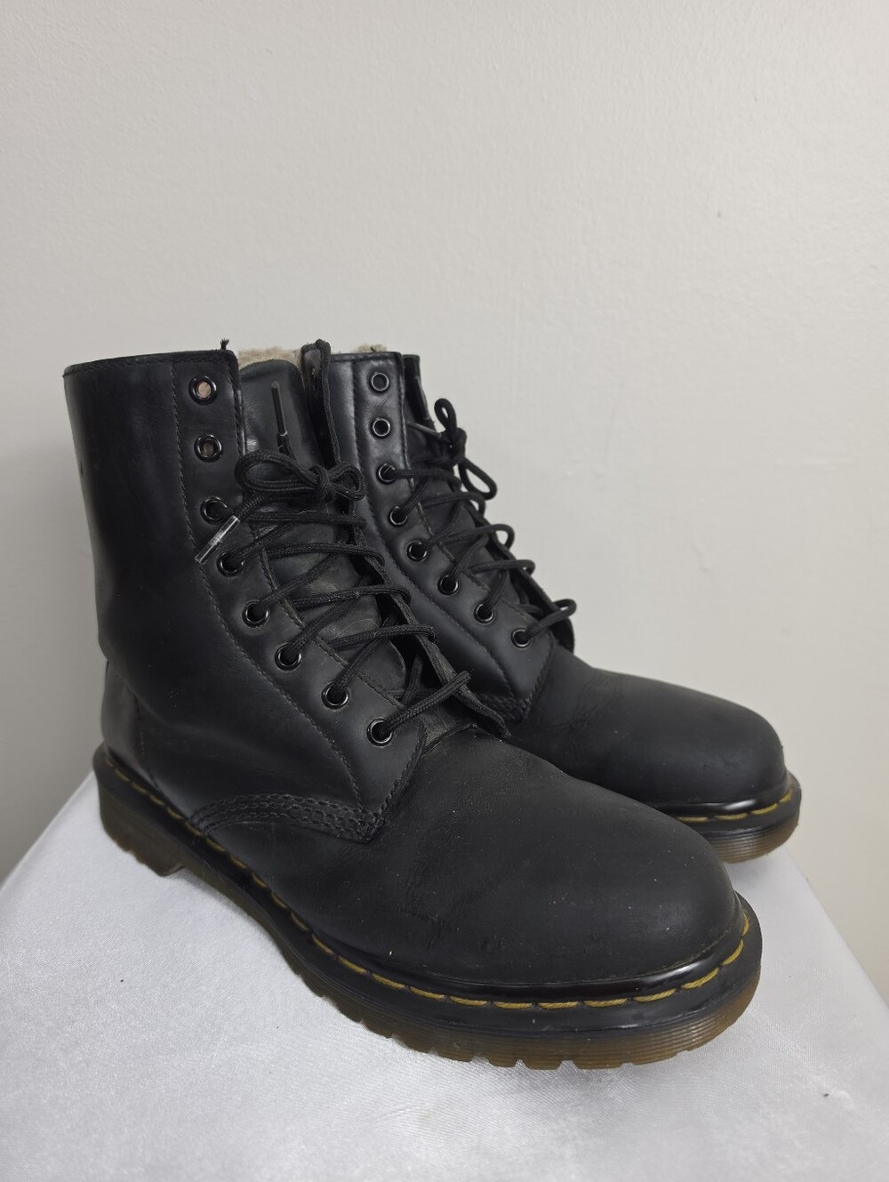 Dr. Martens 1460 Serena Faux Fur Lined Lace Up Combat Boots